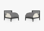 Ensemble de conversation d'extérieur en aluminium anthracite avec chaises sans accoudoirs