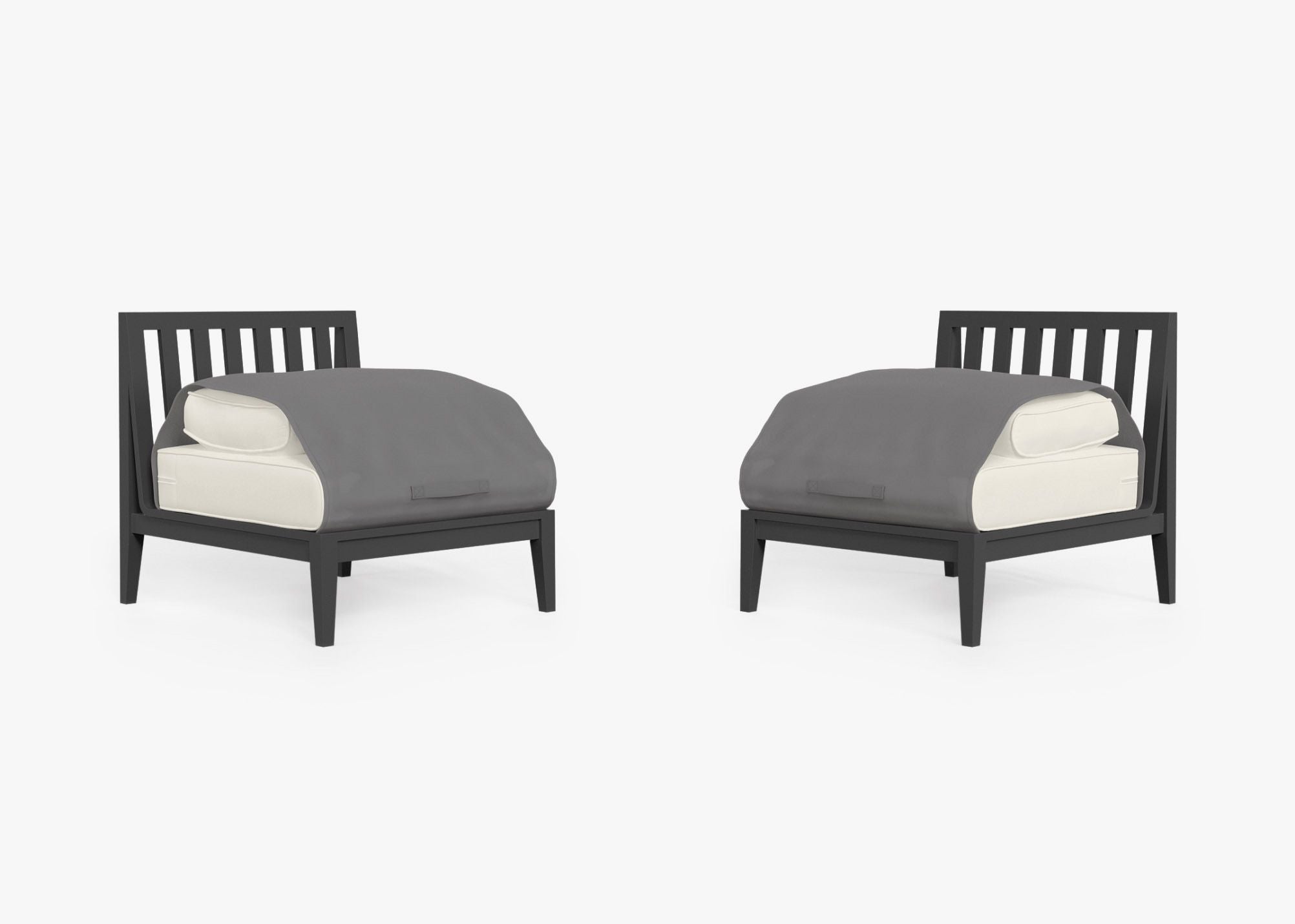 Ensemble de conversation d'extérieur en aluminium anthracite avec chaises sans accoudoirs