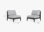 Ensemble de conversation d'extérieur en aluminium anthracite avec chaises sans accoudoirs