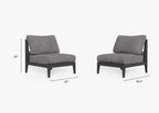 Ensemble de conversation d'extérieur en aluminium anthracite avec chaises sans accoudoirs