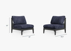 Ensemble de conversation d'extérieur en aluminium anthracite avec chaises sans accoudoirs