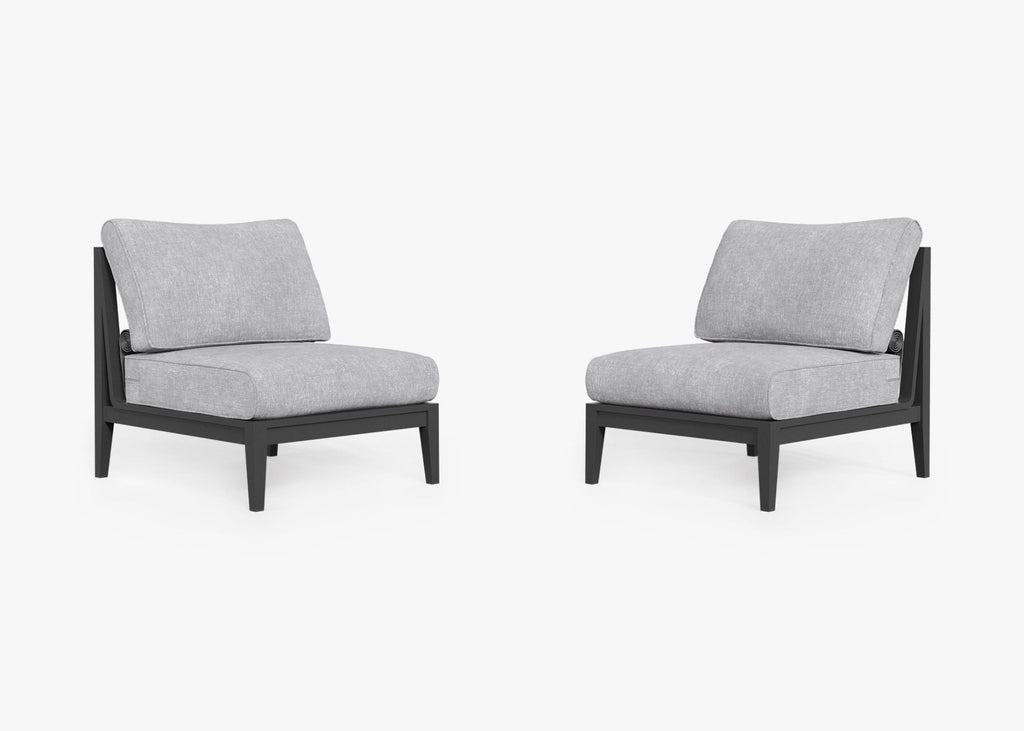 Ensemble de conversation d'extérieur en aluminium anthracite avec chaises sans accoudoirs