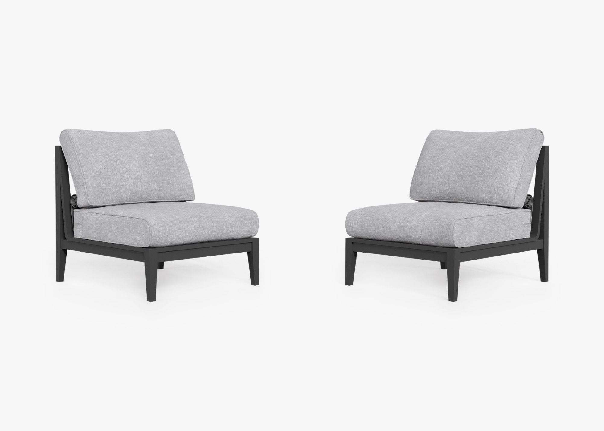 Ensemble de conversation d'extérieur en aluminium anthracite avec chaises sans accoudoirs
