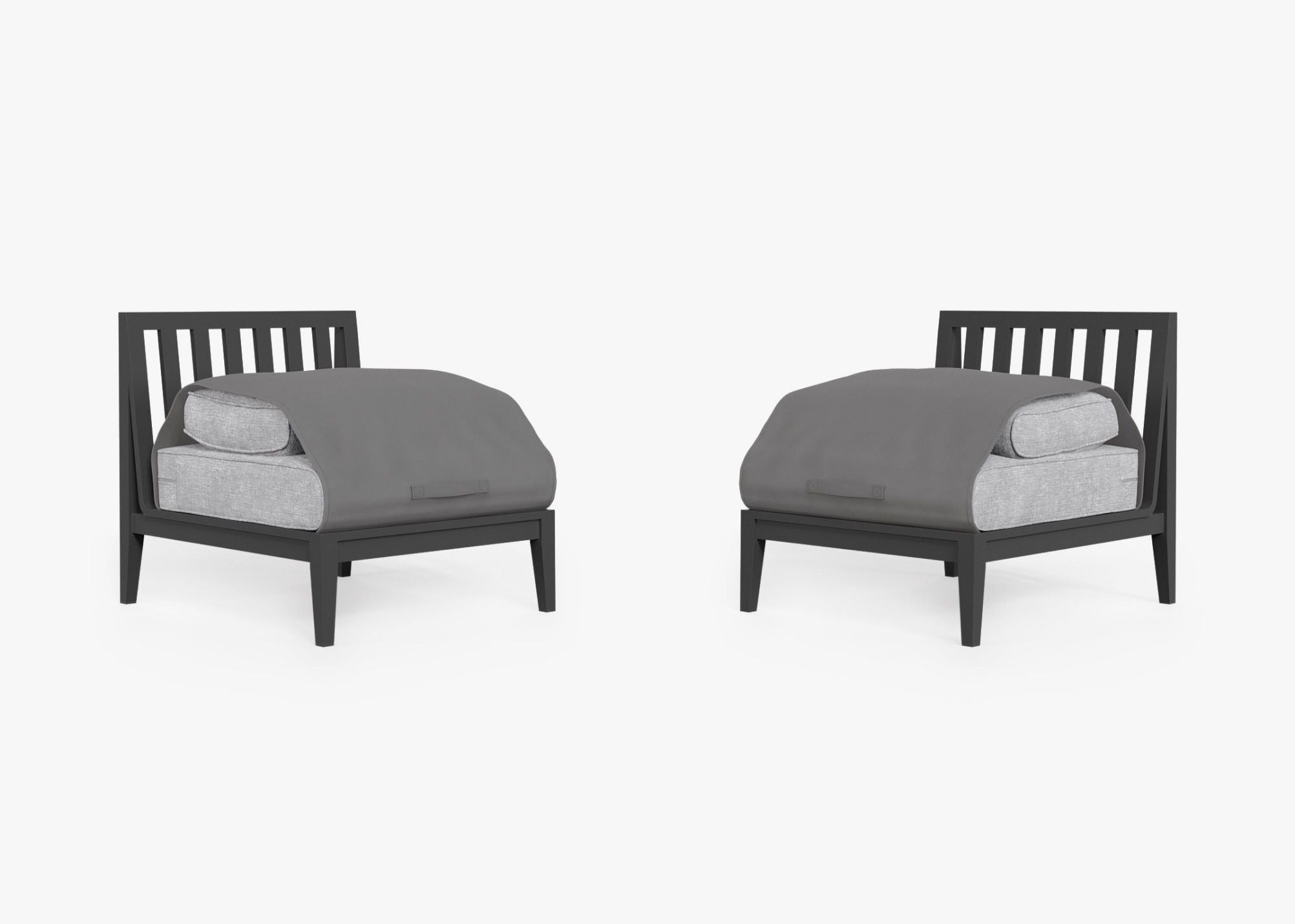Ensemble de conversation d'extérieur en aluminium anthracite avec chaises sans accoudoirs