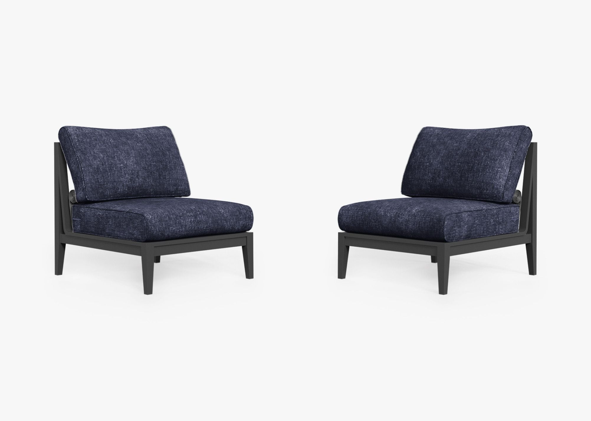 Ensemble de conversation d'extérieur en aluminium anthracite avec chaises sans accoudoirs