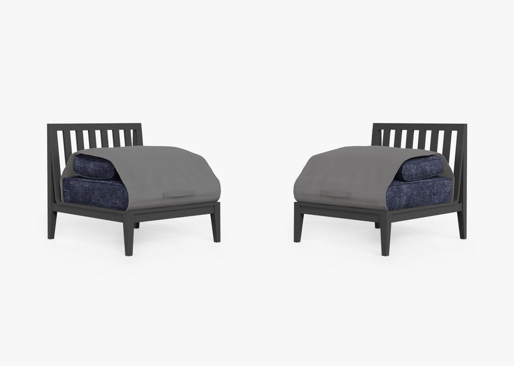 Ensemble de conversation d'extérieur en aluminium anthracite avec chaises sans accoudoirs