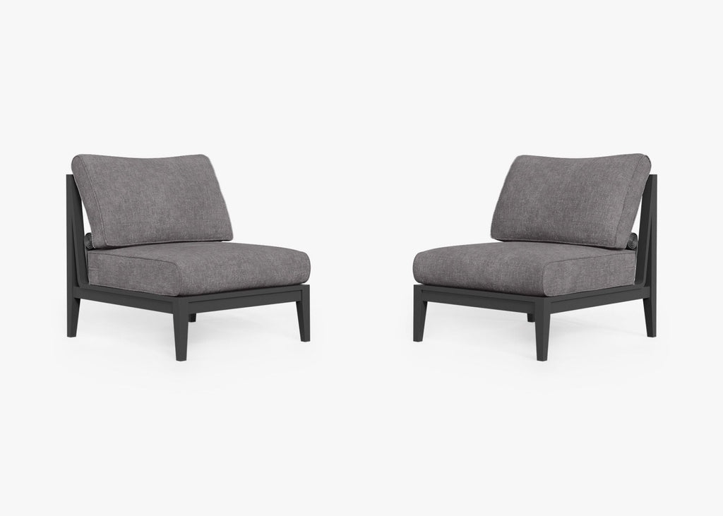 Ensemble de conversation d'extérieur en aluminium anthracite avec chaises sans accoudoirs