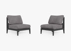Ensemble de conversation d'extérieur en aluminium anthracite avec chaises sans accoudoirs