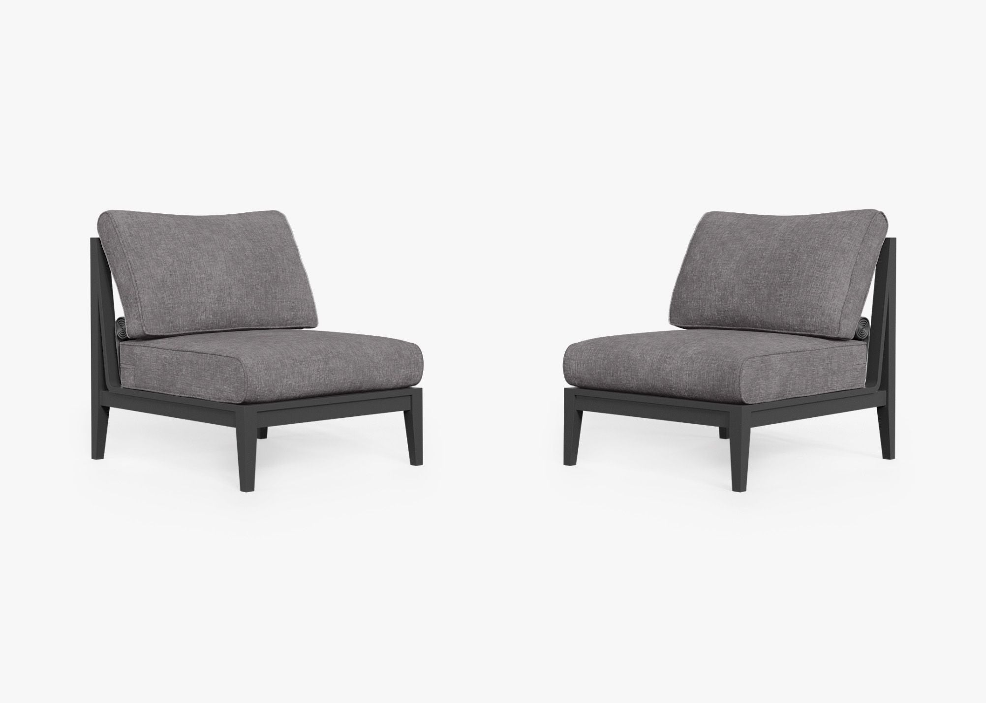 Ensemble de conversation d'extérieur en aluminium anthracite avec chaises sans accoudoirs