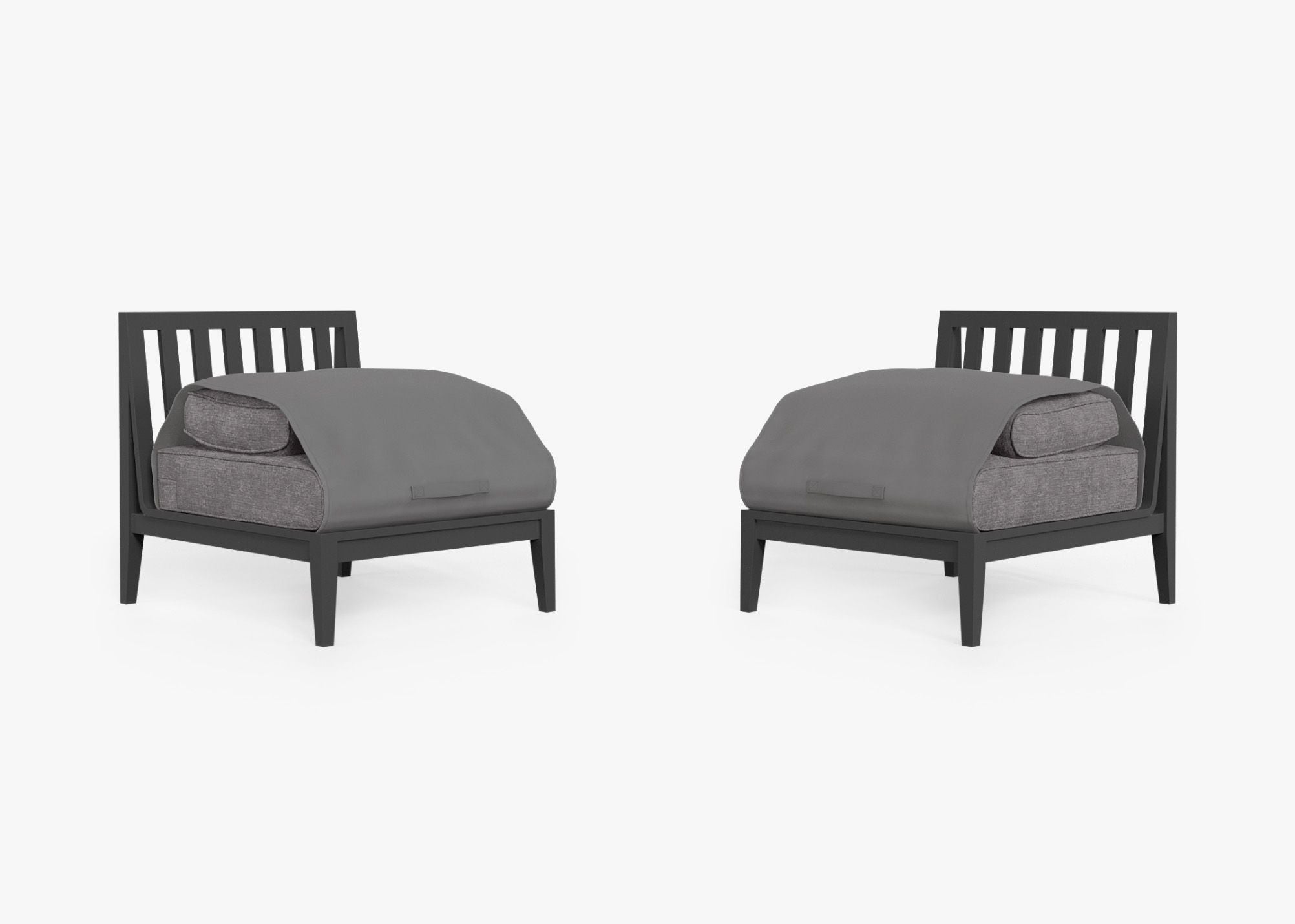 Ensemble de conversation d'extérieur en aluminium anthracite avec chaises sans accoudoirs