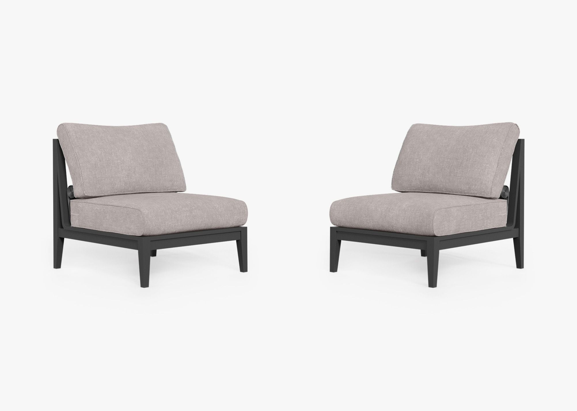 Ensemble de conversation d'extérieur en aluminium anthracite avec chaises sans accoudoirs