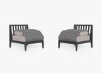 Ensemble de conversation d'extérieur en aluminium anthracite avec chaises sans accoudoirs