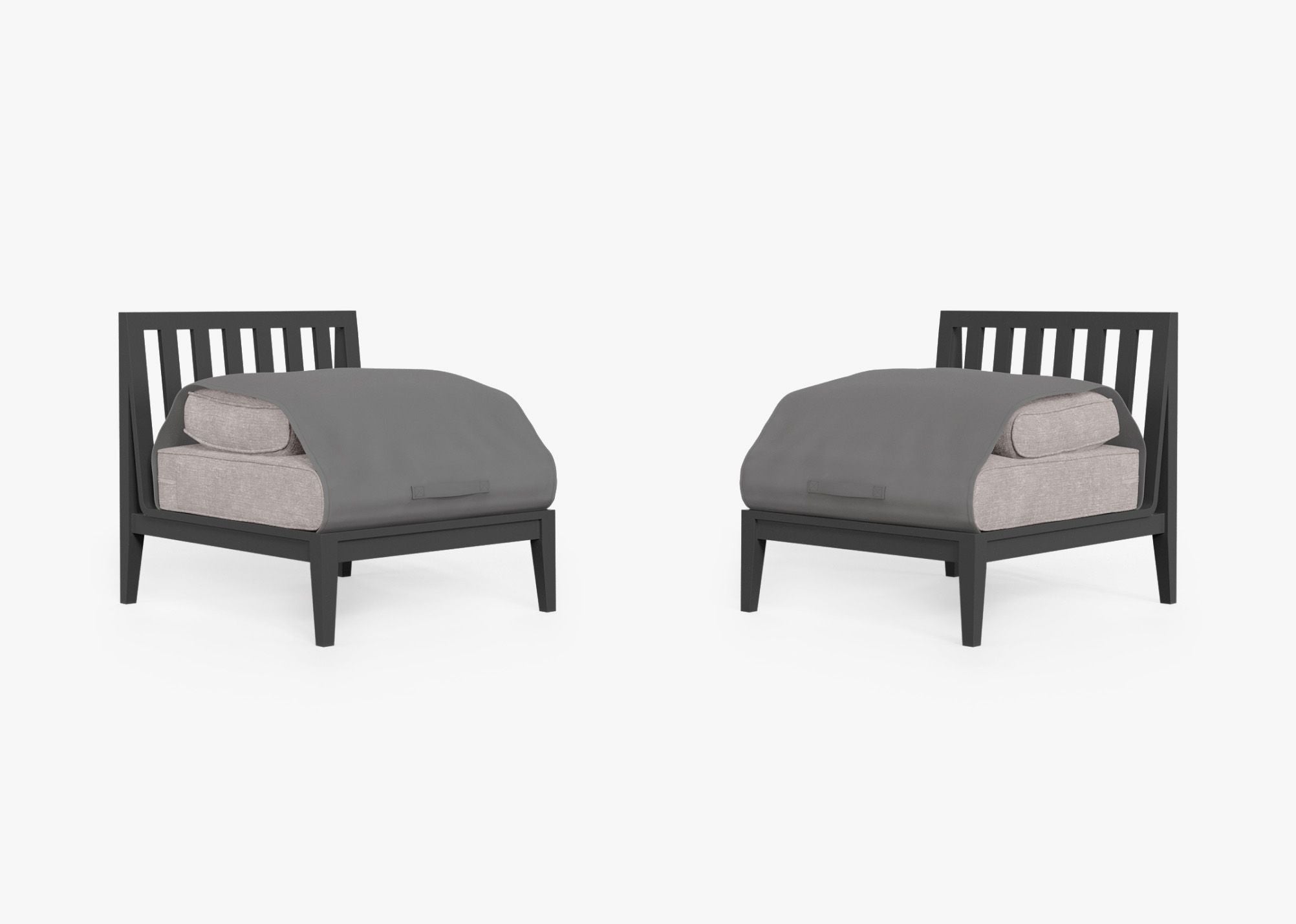 Ensemble de conversation d'extérieur en aluminium anthracite avec chaises sans accoudoirs