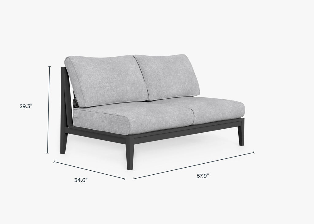 Causeuse d'extérieur sans accoudoirs en aluminium anthracite