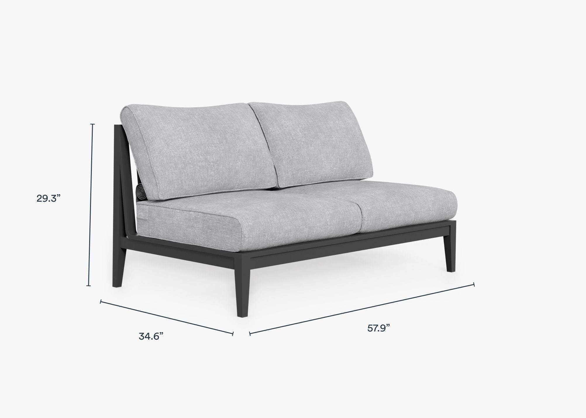 Causeuse d'extérieur sans accoudoirs en aluminium anthracite