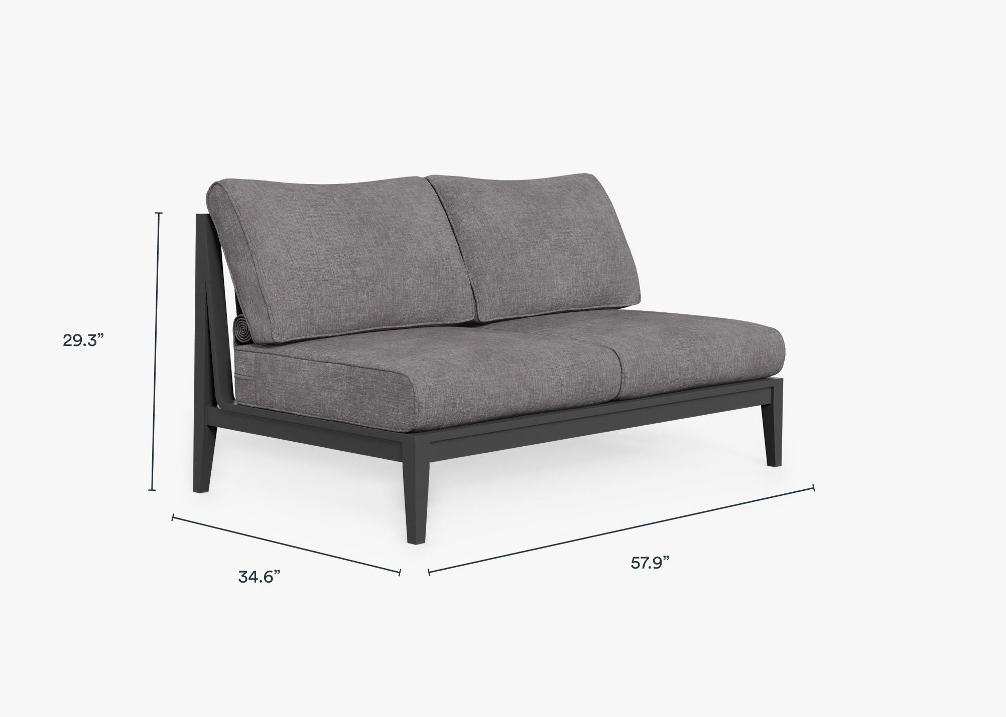 Causeuse d'extérieur sans accoudoirs en aluminium anthracite