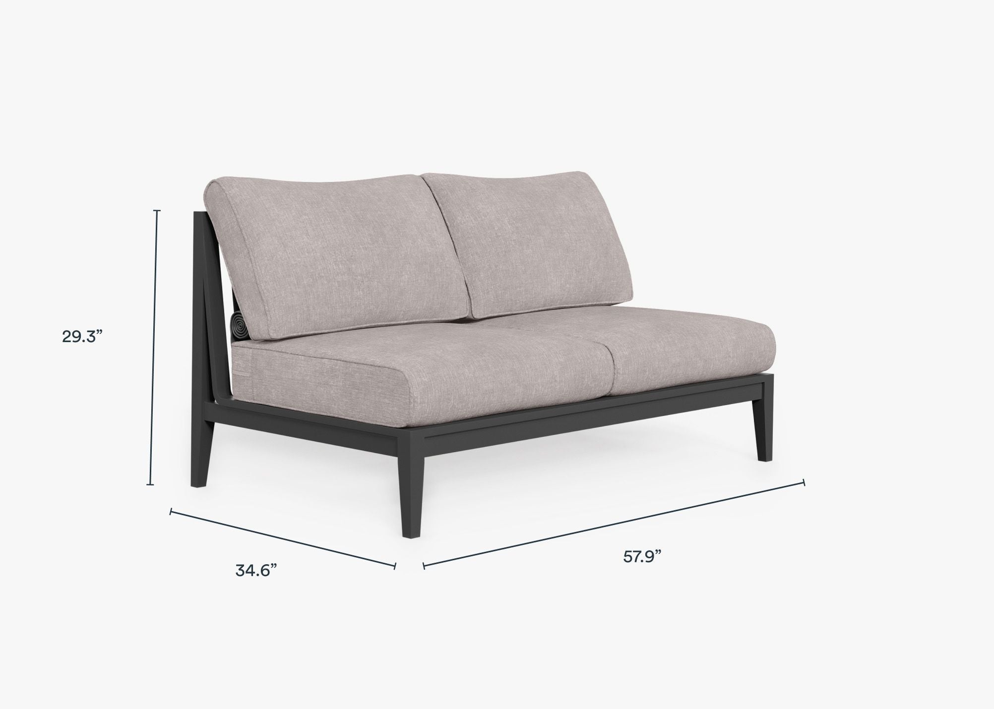 Causeuse d'extérieur sans accoudoirs en aluminium anthracite