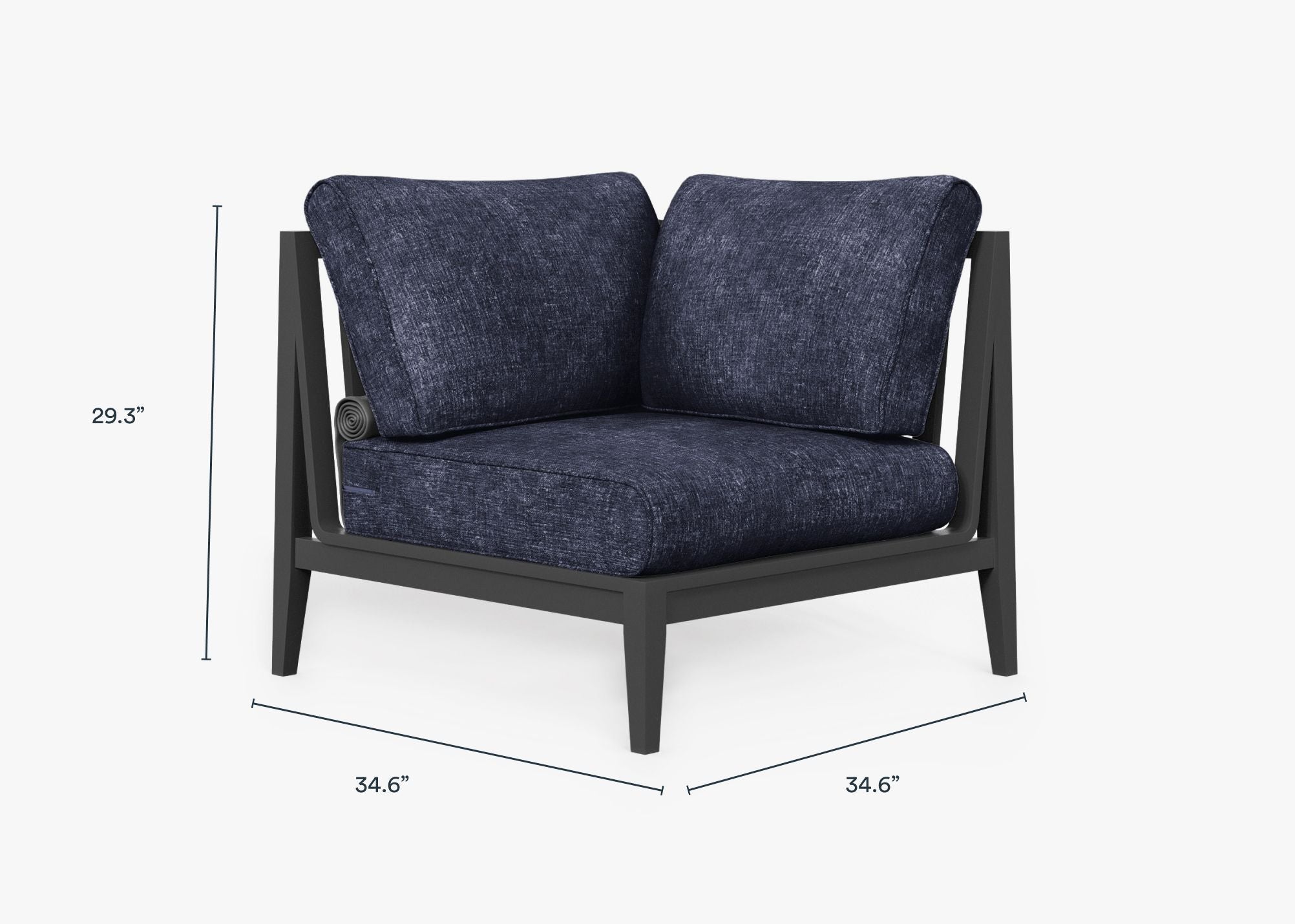 Chaise d'angle d'extérieur en aluminium anthracite - Gauche