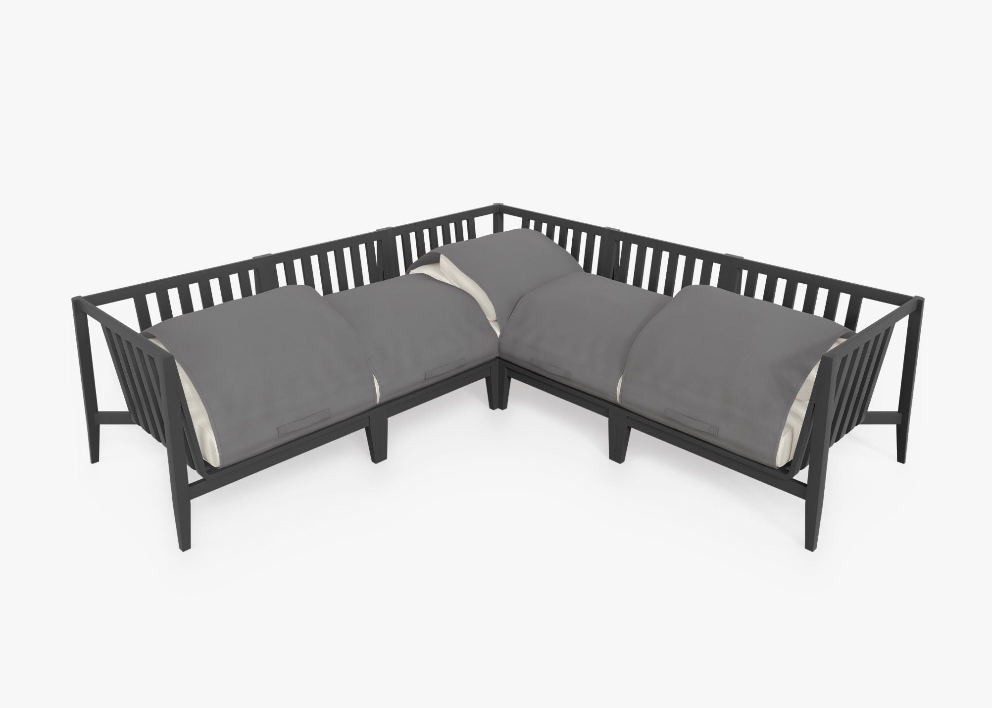 Canapé d'angle d'extérieur en aluminium anthracite - 5 places