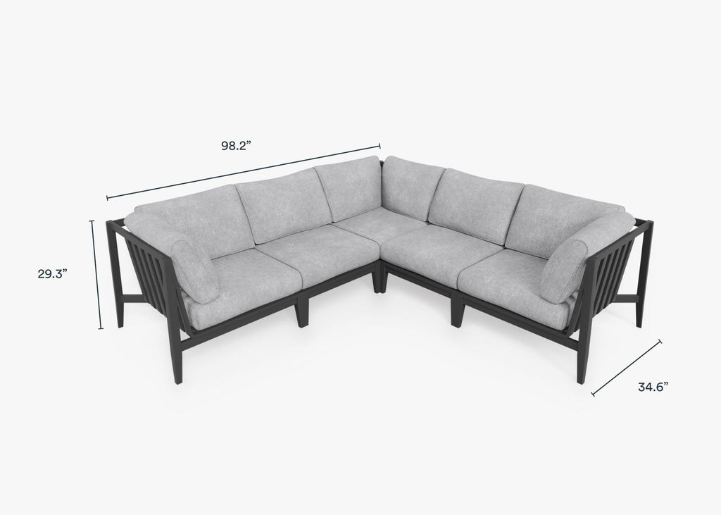 Canapé d'angle d'extérieur en aluminium anthracite - 5 places