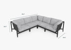 Canapé d'angle d'extérieur en aluminium anthracite - 5 places