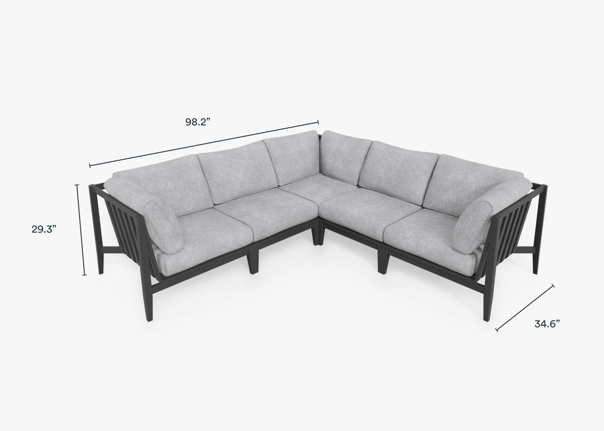 Canapé d'angle d'extérieur en aluminium anthracite - 5 places