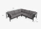 Canapé d'angle d'extérieur en aluminium anthracite - 5 places