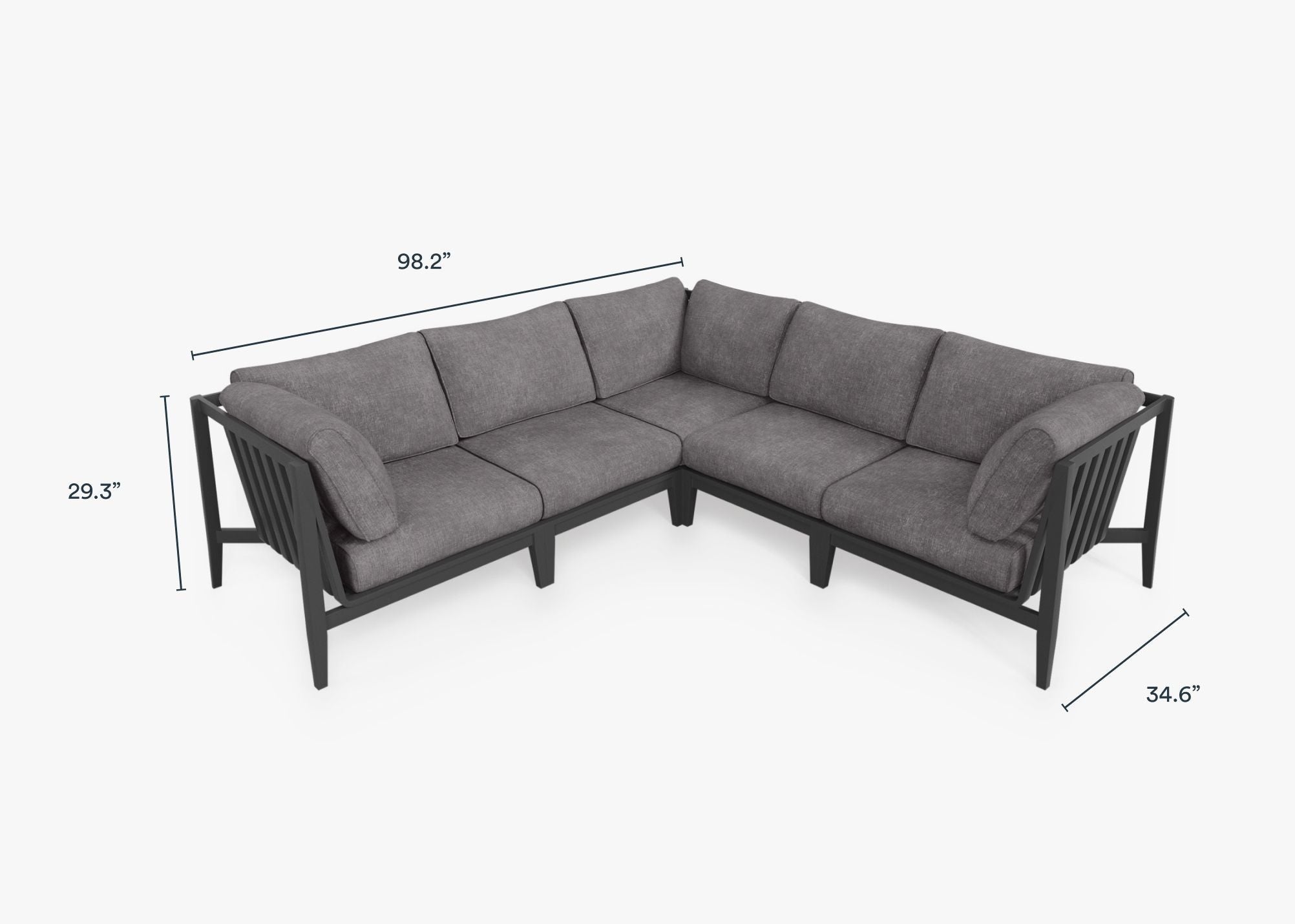 Canapé d'angle d'extérieur en aluminium anthracite - 5 places