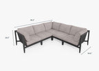 Canapé d'angle d'extérieur en aluminium anthracite - 5 places