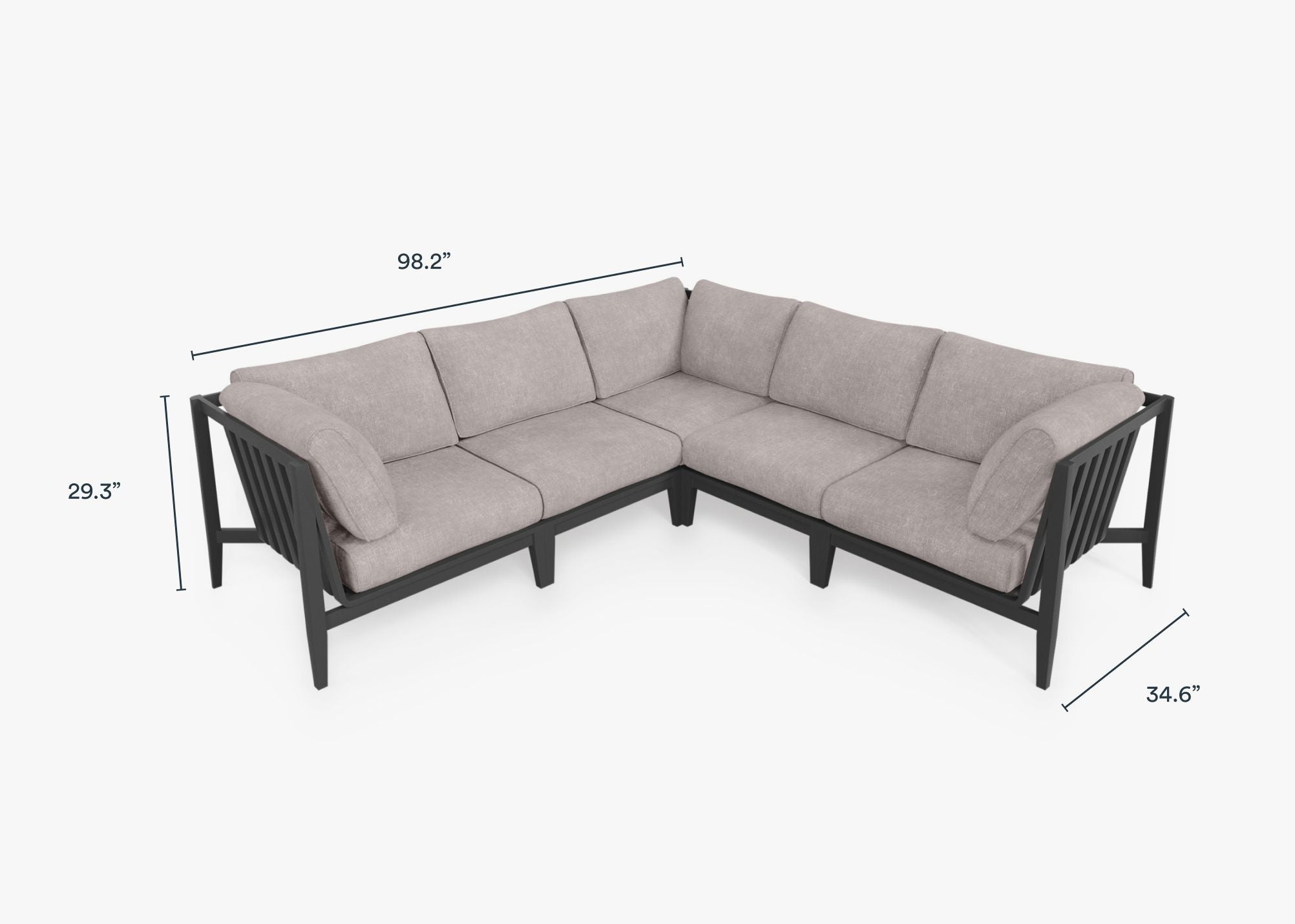 Canapé d'angle d'extérieur en aluminium anthracite - 5 places
