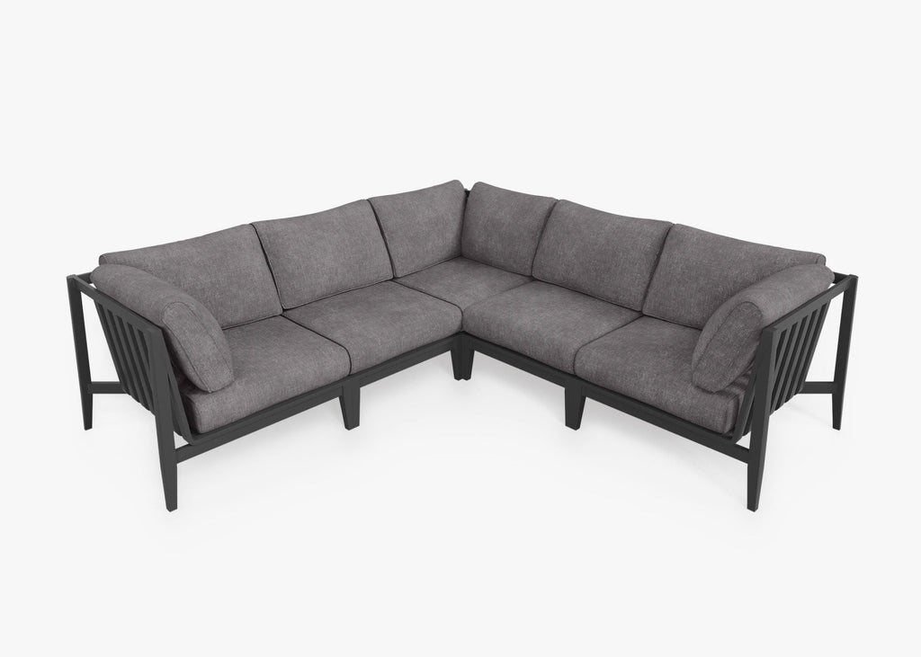 Canapé d'angle d'extérieur en aluminium anthracite - 5 places