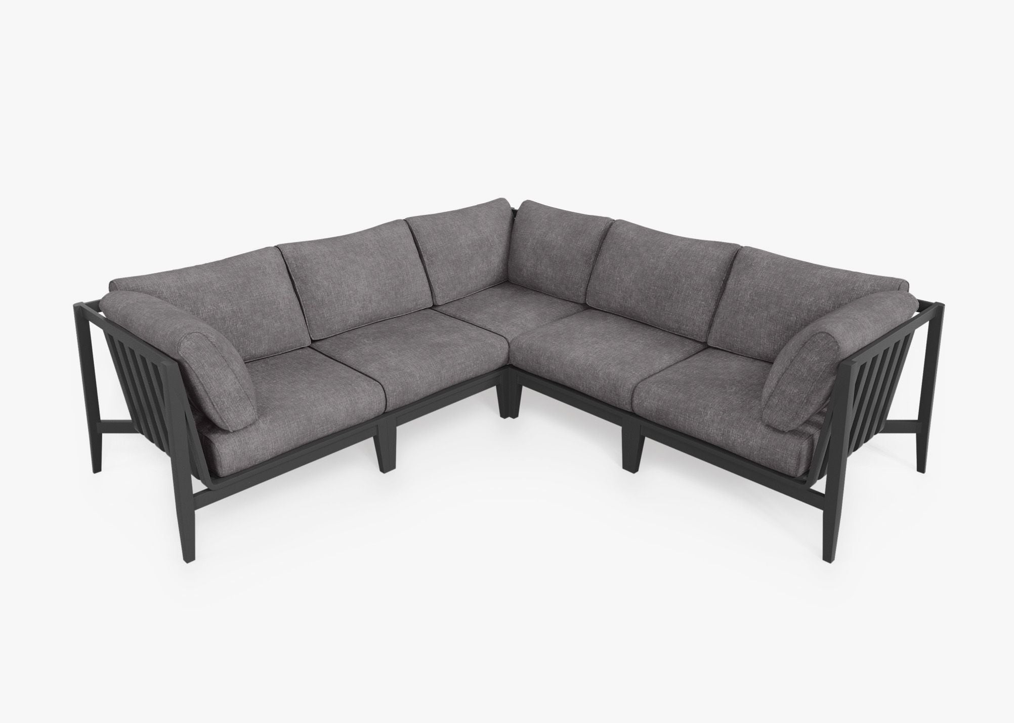Canapé d'angle d'extérieur en aluminium anthracite - 5 places