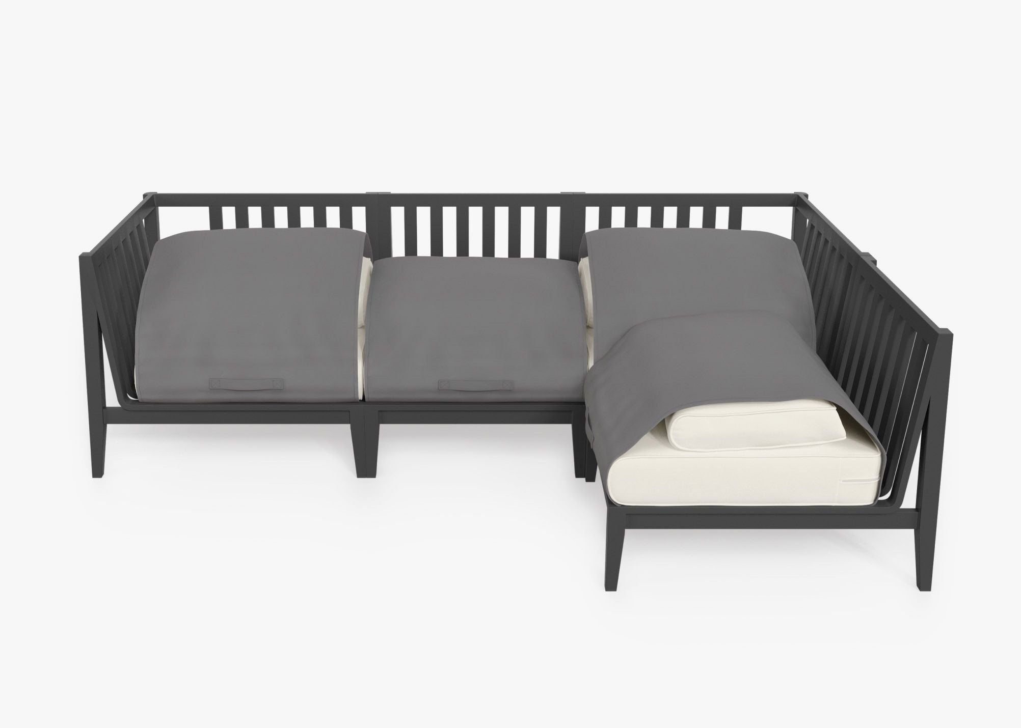 Canapé d'extérieur sectionnel en aluminium anthracite - 4 places