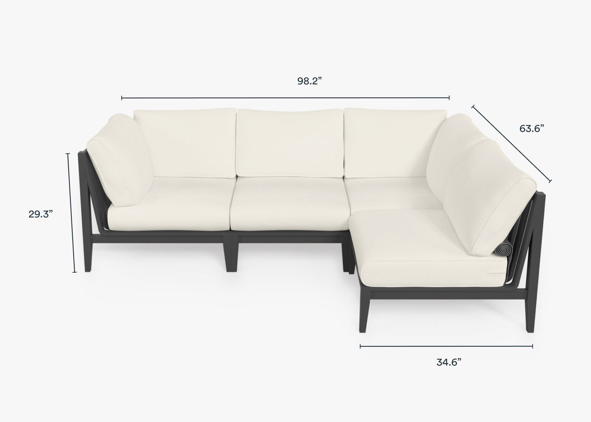 Canapé d'extérieur sectionnel en aluminium anthracite - 4 places