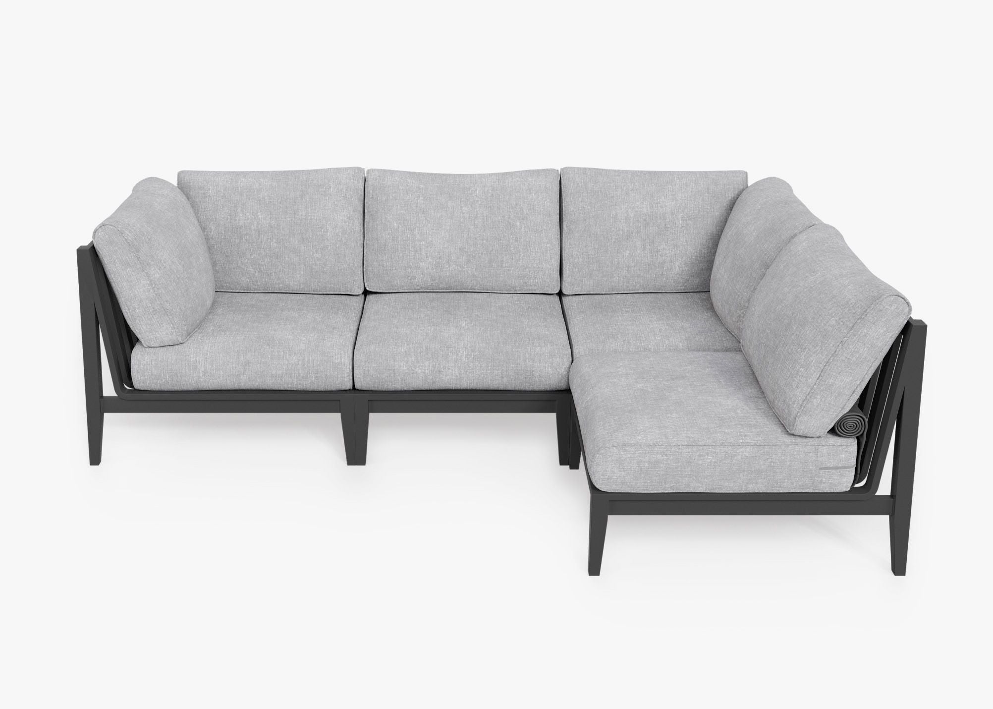Canapé d'extérieur sectionnel en aluminium anthracite - 4 places