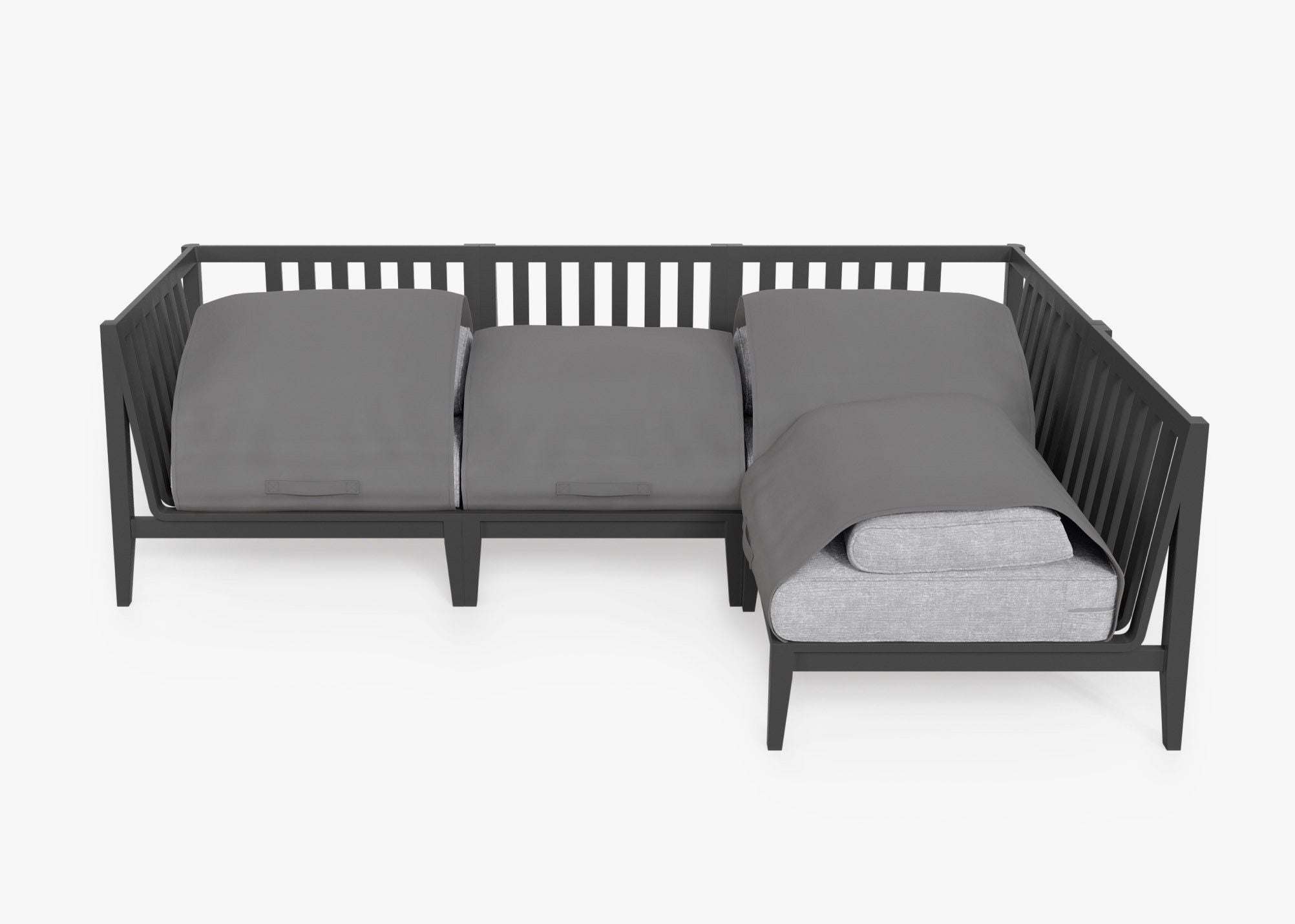 Canapé d'extérieur sectionnel en aluminium anthracite - 4 places