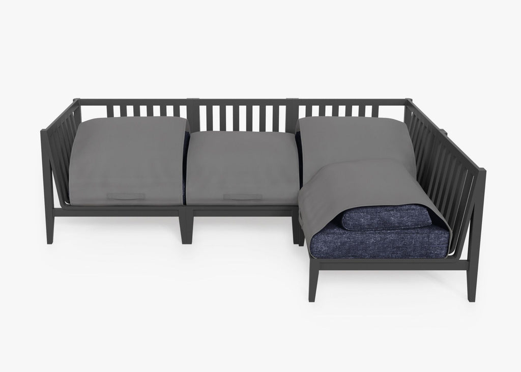Canapé d'extérieur sectionnel en aluminium anthracite - 4 places