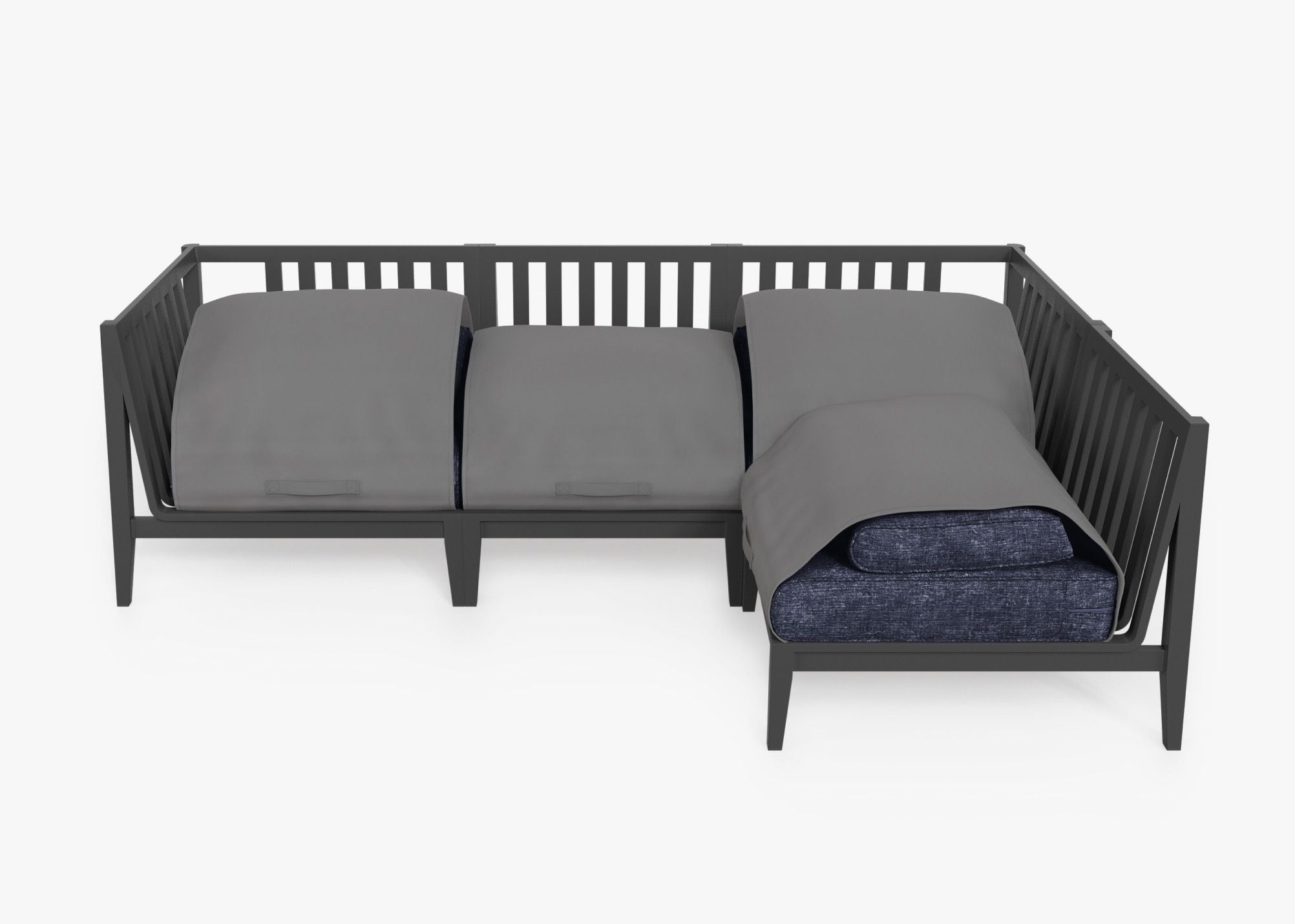 Canapé d'extérieur sectionnel en aluminium anthracite - 4 places