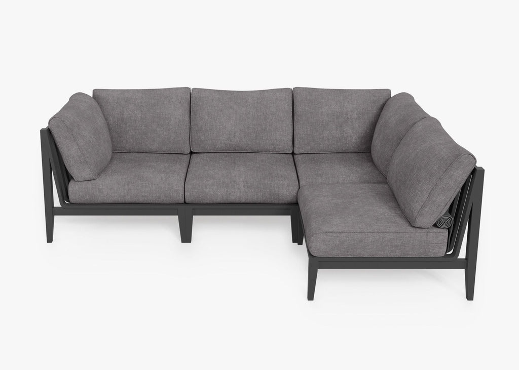 Canapé d'extérieur sectionnel en aluminium anthracite - 4 places