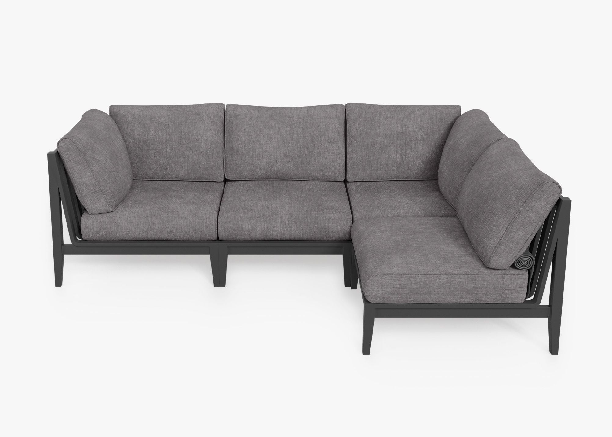 Canapé d'extérieur sectionnel en aluminium anthracite - 4 places