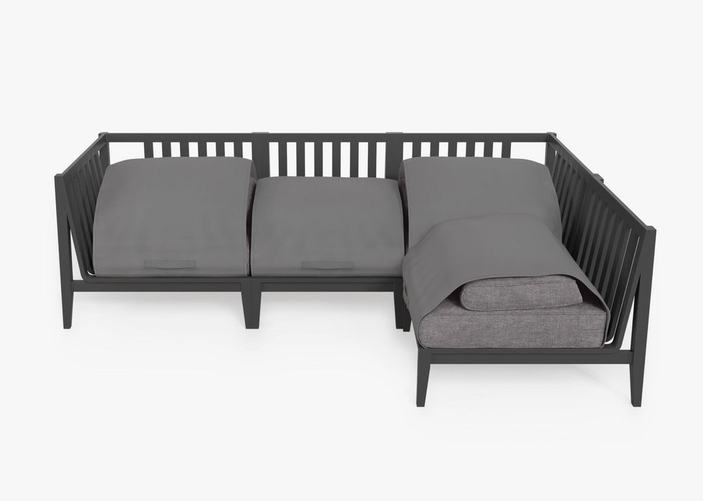 Canapé d'extérieur sectionnel en aluminium anthracite - 4 places