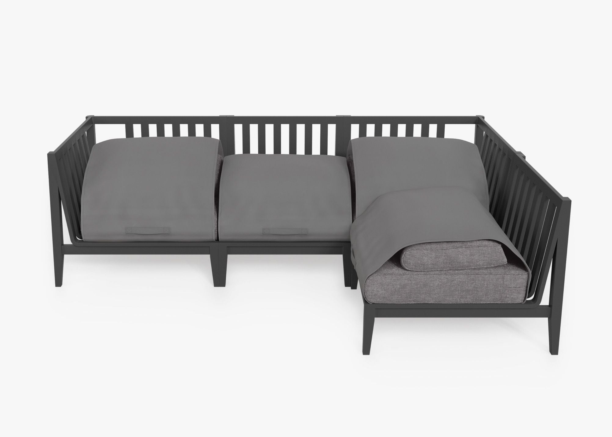 Canapé d'extérieur sectionnel en aluminium anthracite - 4 places