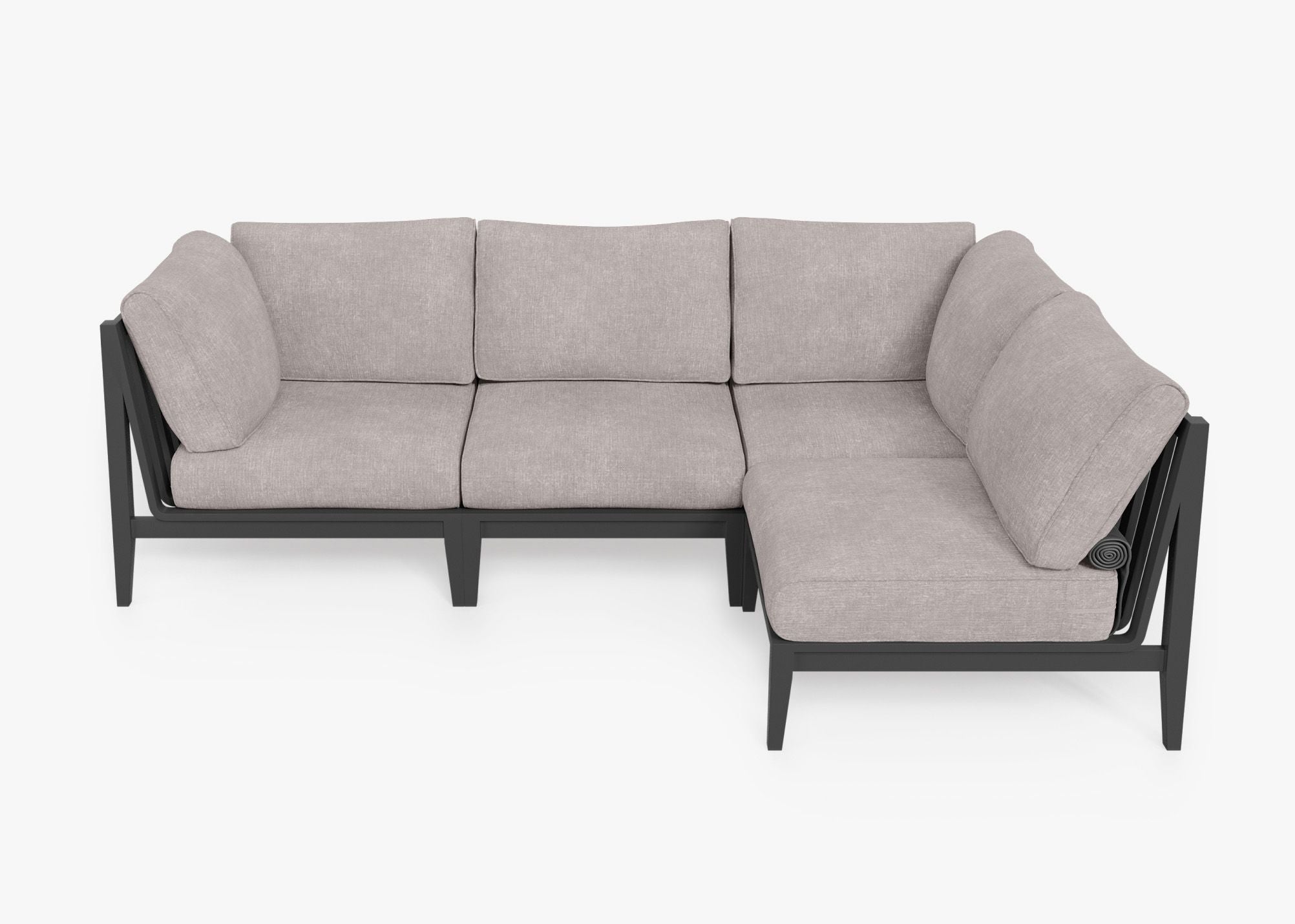 Canapé d'extérieur sectionnel en aluminium anthracite - 4 places