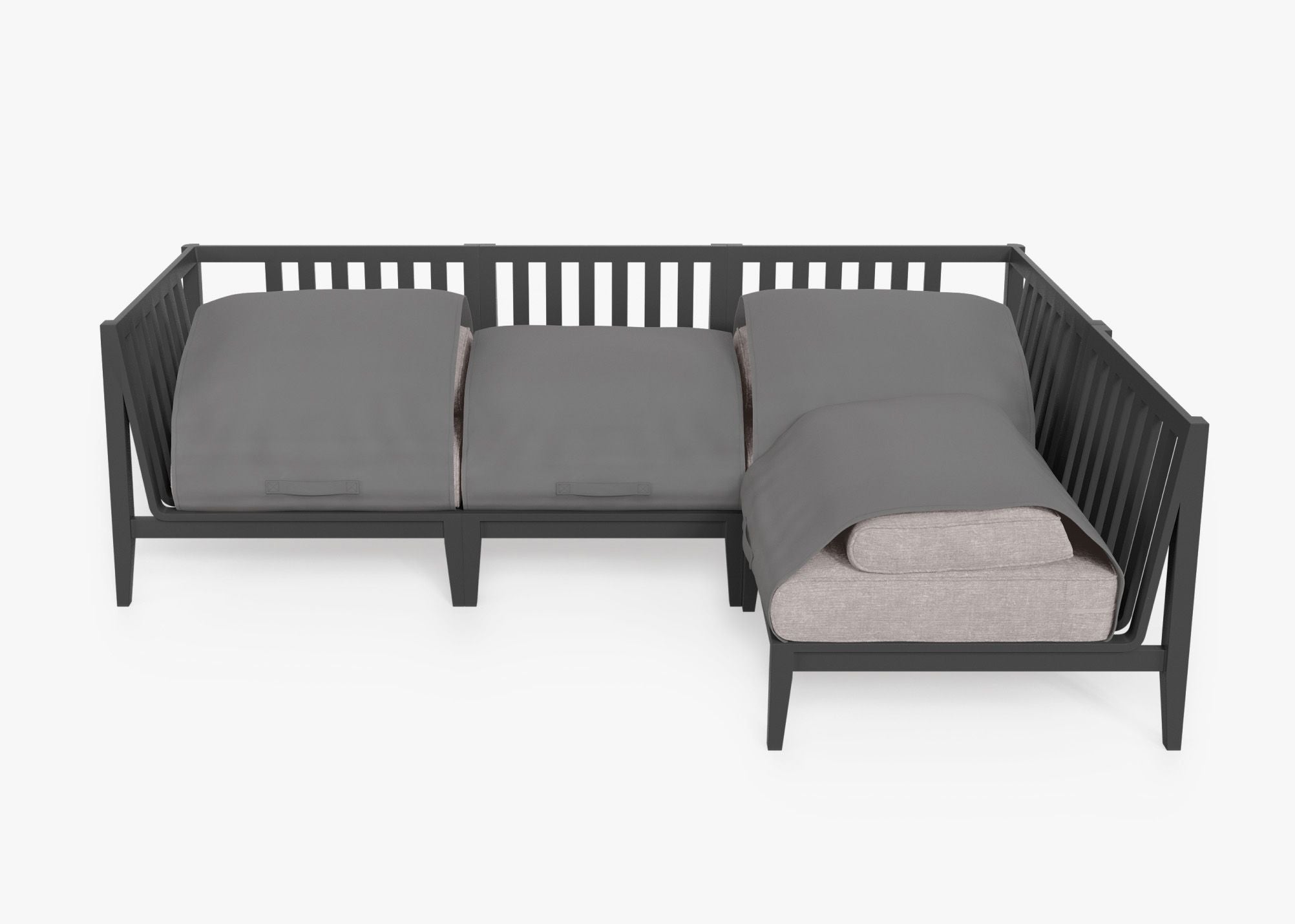 Canapé d'extérieur sectionnel en aluminium anthracite - 4 places