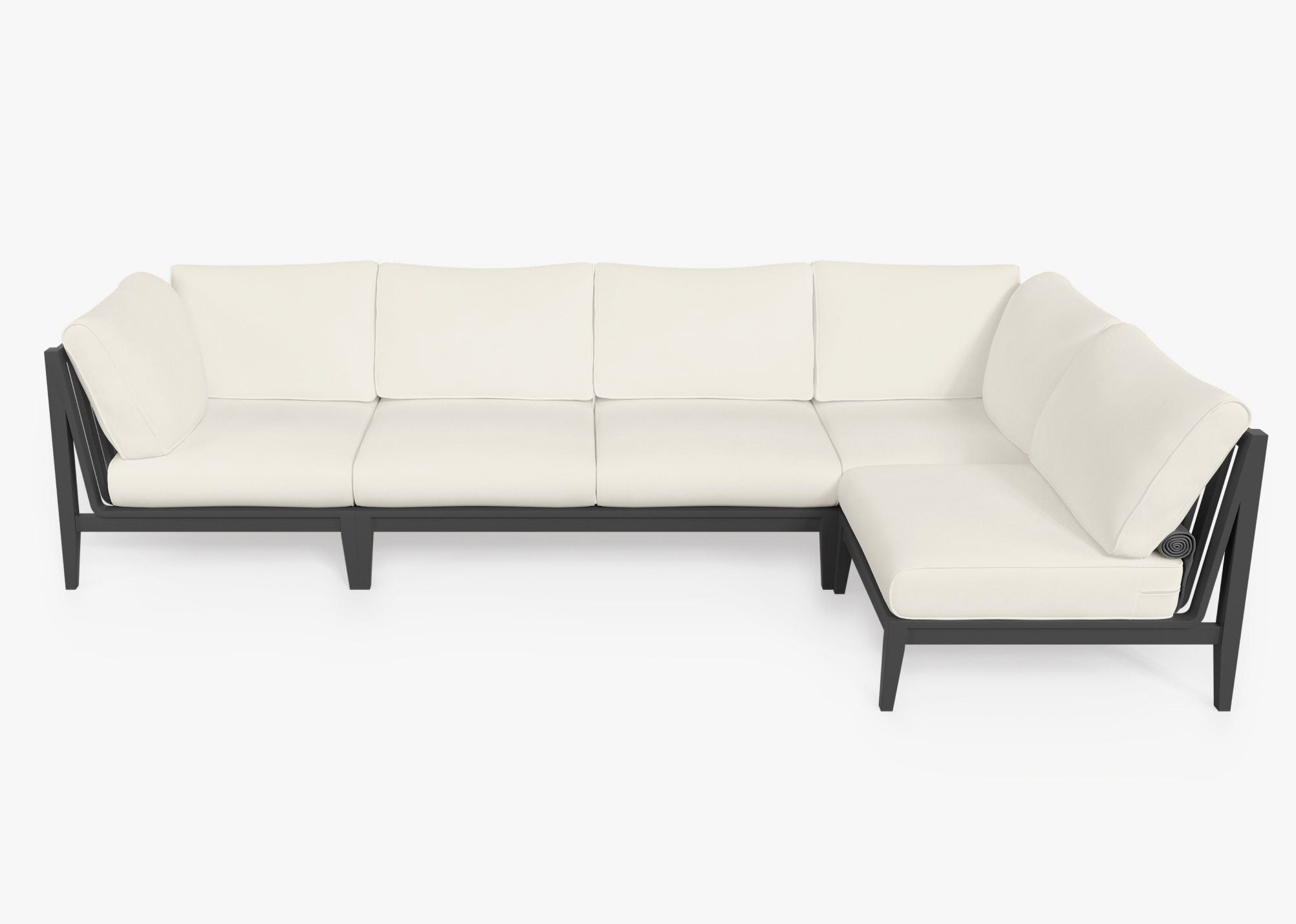 Canapé d'extérieur sectionnel en aluminium anthracite - 5 places