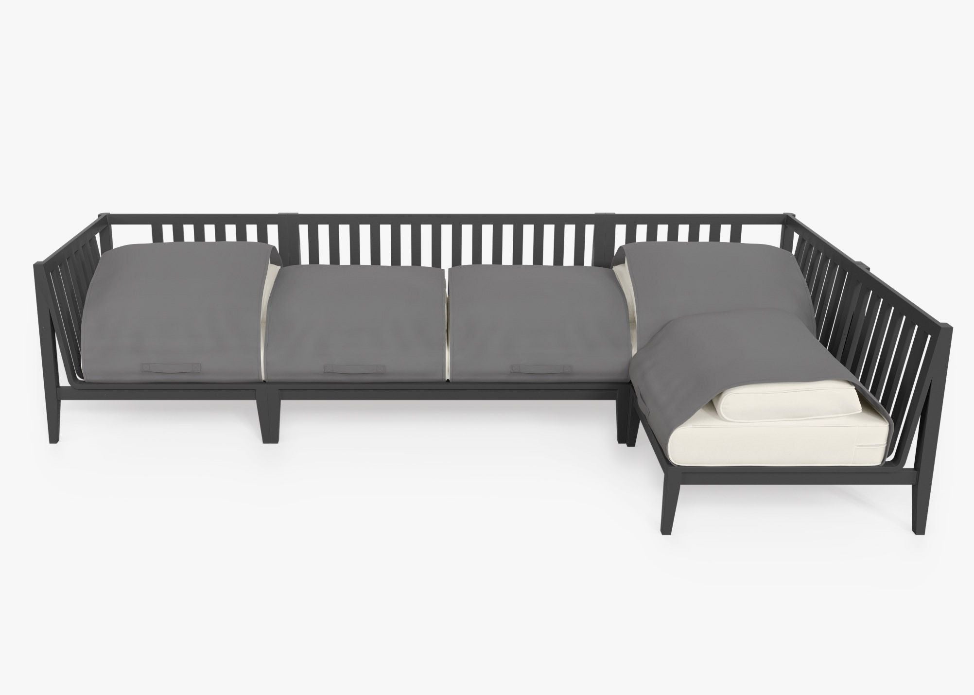 Canapé d'extérieur sectionnel en aluminium anthracite - 5 places