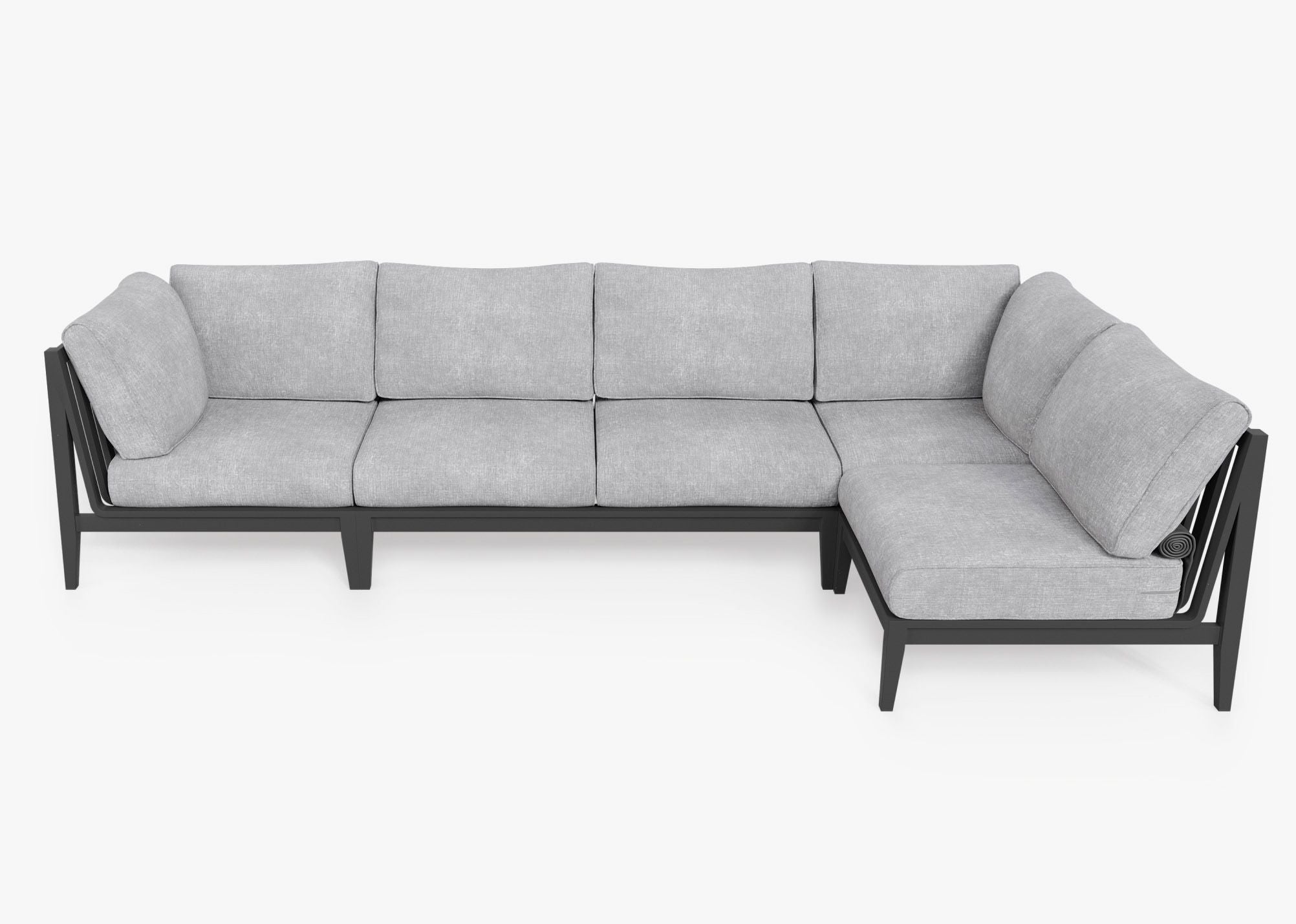 Canapé d'extérieur sectionnel en aluminium anthracite - 5 places