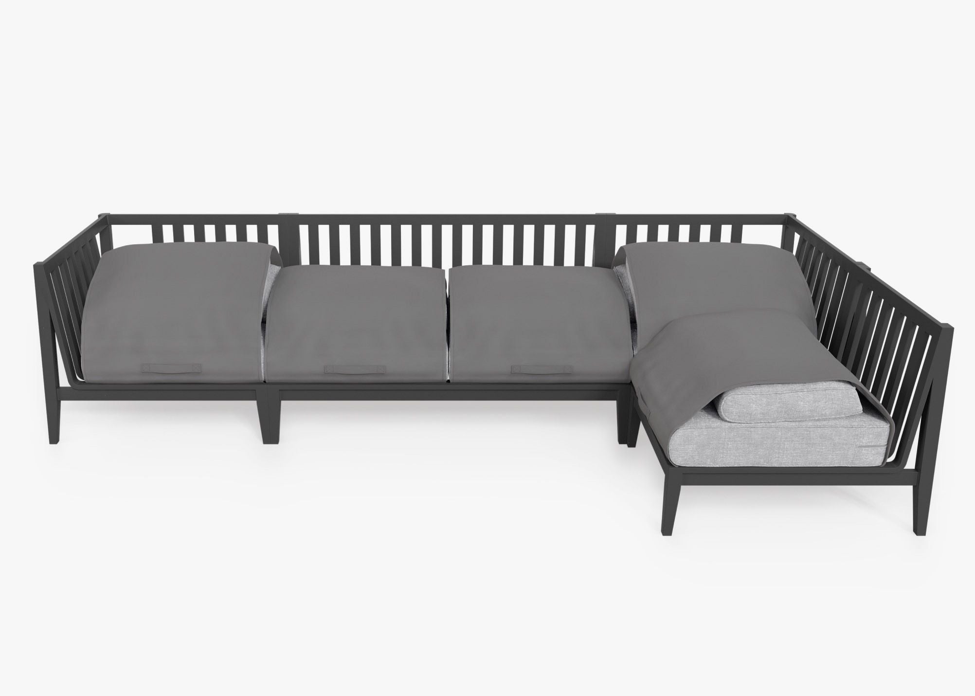 Canapé d'extérieur sectionnel en aluminium anthracite - 5 places