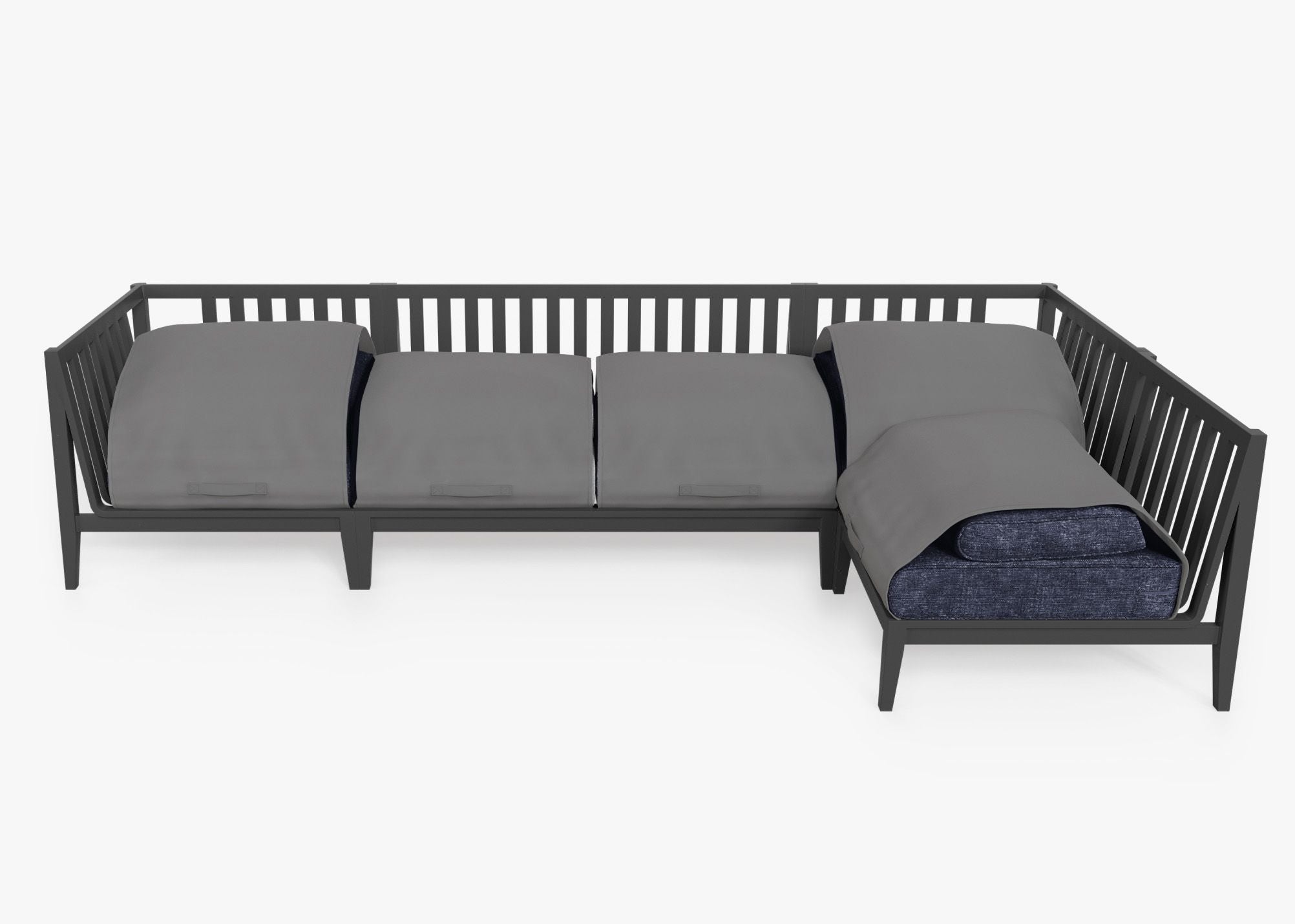 Canapé d'extérieur sectionnel en aluminium anthracite - 5 places
