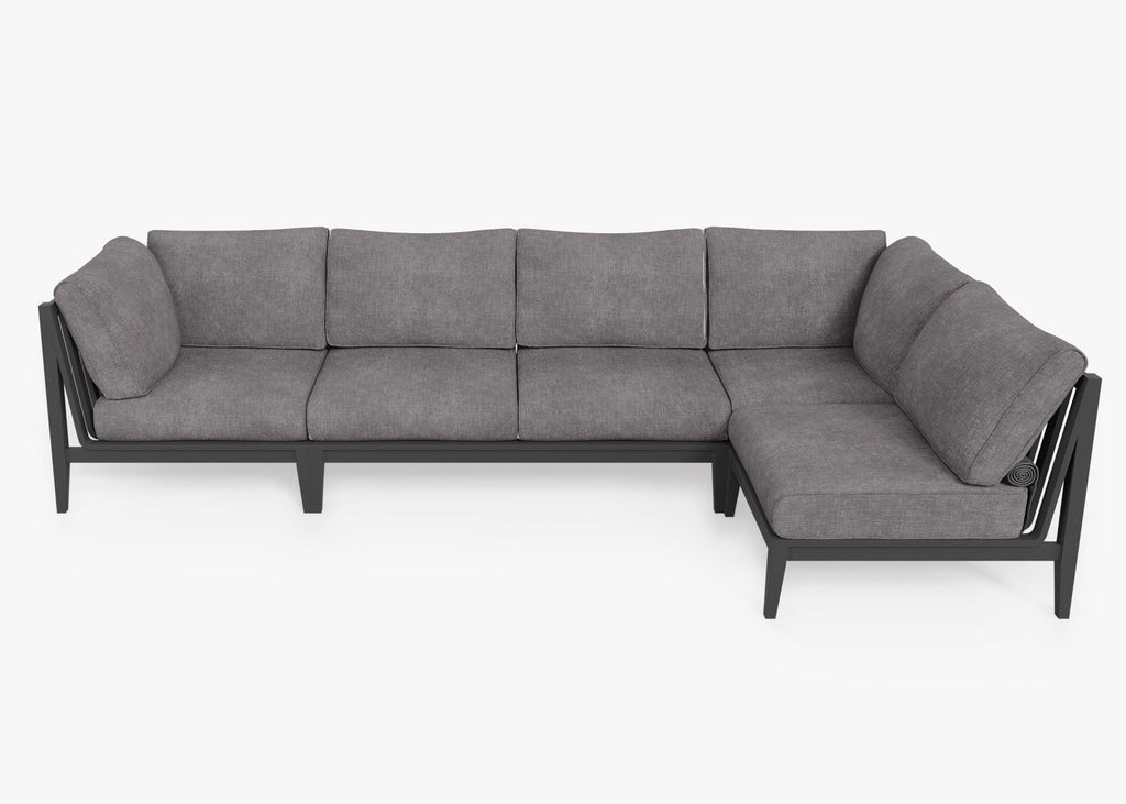 Canapé d'extérieur sectionnel en aluminium anthracite - 5 places